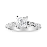 14K White Gold 1 1/5 Cttw 4-Prong Set Princess Diamond Classic Engagement Ring