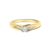 14K Yellow Gold 1/4 Cttw Princess Cut Diamond Engagement Ring