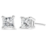 14K White Gold Clarity-Enhanced Certified Princess Diamond Stud Earrings (1/2 cttw, H-I Color, I1-I2 Clarity)