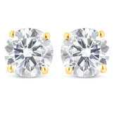 10K Yellow Gold 1.00 Cttw Round Brilliant-Cut Diamond Classic 4-Prong Stud Earrings with Screw Backs (J-K Color, I2-I3 Clarity)