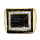 Men's 10K Yellow Gold 1 1/4 Cttw White and Black Diamond Geometric Ring
