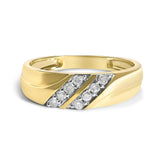 Men's 14K Yellow Gold Plated Sterling Silver 1/4 Cttw Diamond Two Row Channel Band Ring
