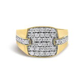 Men's 14K Yellow Gold Plated Sterling Silver 1.0 Cttw Diamond Geometric Band Ring
