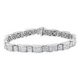 18K White Gold 5.0 Carat Princess Diamond Buckle Link Bracelet