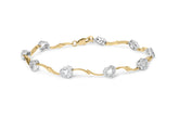 10k Two-Tone Gold 1/3 Cttw Diamond Pave Set Heart S-Link 7.25" Bracelet (I-J Color, I2-I3 Clarity)