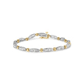 10K Two-Tone Gold 2.0 Cttw Baguette Diamond Channel Link Bracelet