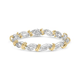 14k Two Toned Gold 2.00 Cttw Diamond Bypass and Swirl Link Bracelet (H-I Color, SI1-SI2 Clarity) - 7" Inches