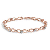 10K Rose Gold 1/2 cttw Diamond Cluster and Infinity Weave Link Bracelet (H-I Color, I2-I3 Clarity) - Size 7"