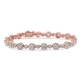 10k Rose Gold Plated .925 Sterling Silver 1 1/3 cttw Miracle Plate Set Diamond Alternating Link Bracelet (I-J Color, I3 Clarity) -7"
