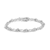 .925 Sterling Silver 1/4 Cttw Diamond Infinity Heart Link Bracelet
