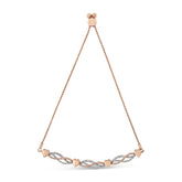 14K Rose Gold Plated .925 Sterling Silver Cttw Diamond Accent Layered Infinity Link and Heart Adjustable 4”-10” Adjustable Bolo Bracelet (I-J Color, I3 Clarity)