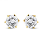14K Yellow Gold Diamond Solitaire 6 Prong Stud Earrings (3/4 cttw, I-J Color, I2-I3 Clarity)