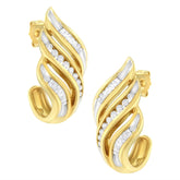 10K Yellow Gold 1/2ct TW Diamond Spiral Drop and Dangle Earrings (J-K Clarity, I1-I2 Color)