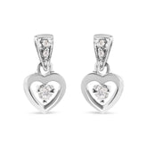 14K White Gold 1/6 Cttw Diamond Dangle Heart Stud Earrings (H-I, SI2-I1)