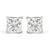 14K White Gold 1 1/2 Cttw Clarity Enhanced Princess Cut Diamond Solitaire Stud Earrings (I-J Color, I1-I2 Clarity)