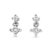 14K White Gold 1/4 Cttw 4 Prong Set Princess-Cut Double Diamond Drop and Dangle Stud Earrings (I-J Color, I2-I3 Clarity)