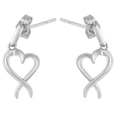 Sterling Silver Dangle-Heart Earrings