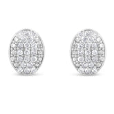 Sterling Silver Round Diamond Oval Cluster Earrings (1/2 cttw, I-J Color, I2-I3 Clarity)