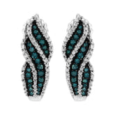 Sterling Silver .5 ct. TDW Treated Blue Diamond Dangling Stud Earrings (Blue, I1-I2)