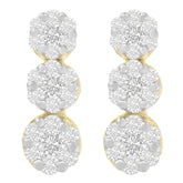 14K Yellow Gold 1 1/2 cttw Round Cut Diamond Earrings (I-J, SI1-SI2)