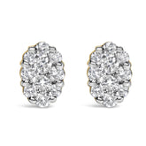 18K Yellow Gold 1 cttw Flower Diamond Stud Earrings (H-I, I1-I2)