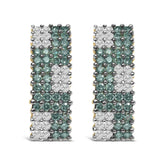 14K Yellow Gold 2 cttw White and Treated Blue Diamond Earrings (H-I, SI1-SI2)