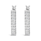 14K White Gold 5/8 cttw Baguette Cut Diamond Earrings (H-I, SI1-SI2)