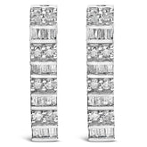 14K White Gold 1 1/3 cttw Round And Baguette Cut Diamond Earrings (H-I, SI2-I1)