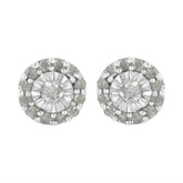 .925 Sterling Silver 1/2 cttw Miracle-Set Round Diamond Halo Stud Earrings (I-J Clarity, I3 Color)