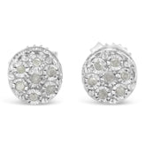Sterling Silver Diamond Cluster Stud Earrings (0.15 cttw, I-J Color, I3 Clarity)