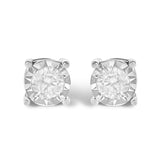 .925 Sterling Silver 1/2 Cttw Near Colorless Round Brilliant-Cut Diamond Miracle-Set Stud Earrings (H-I Color, I2-I3 Clarity)