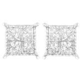 Sterling Silver 3/4 cttw Composite Diamond Stud Earrings (I-J, I2-I3)