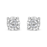 .925 Sterling Silver 1/10 Cttw Round Brilliant-Cut Diamond Miracle-Set Stud Earrings