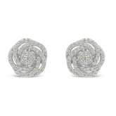 10KT White Gold Diamond Flower Stud Earring (1/2 cttw, I-J Color, I1-I2 Clarity)