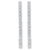 14K White Gold 2.0 Cttw Round Brilliant Cut Diamond Oblong Hinged Leverback Hoop Earrings (I-J Color, I1-I2 Clarity)