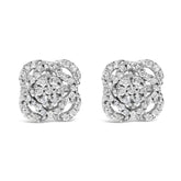 .925 Sterling Silver 1/2 cttw Round-cut Diamond Floral Cluster and Halo Stud Earring (I-J Color, I3 Clarity)