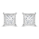 .925 Sterling Silver 1/2 Cttw Princess-cut Diamond Stud Earring (I-J Color, I2-I3 Clarity)