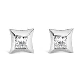 10K White Gold 1/2 Cttw Invisible Set Princess-Cut Diamond Stud Earrings (H-I Color, SI2-I1 Clarity)