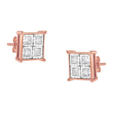 Rose Gold Plated Sterling Silver Diamond Composite Stud Earrings (3/4 cttw, J-K Color, I1-I2 Clarity)
