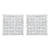 10K White Gold 2ct TDW Princess-Cut Composite Diamond Stud Earring (I-J ,I2-I3)