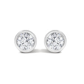 14K White Gold 1/2 Cttw Lab Grown Diamond Bezel Solitaire Stud Earrings