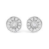 .925 Sterling Silver 1/4 Cttw Diamond Miracle Set Solitaire with Halo Stud Earrings
