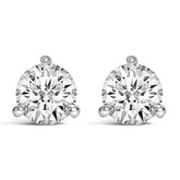 14K White Gold 3-Prong Martini Set Brilliant Round-Cut Solitaire Lab Grown Diamond Screwback Stud Earrings