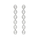 Sterling Silver 1.0 Cttw Diamond Oval Design Dangle Earrings