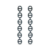 Sterling Silver 1.0 Cttw Blue Diamond Linked Circle Drop Earrings