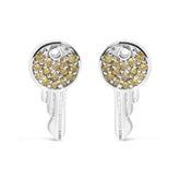925 Sterling Silver 1/6ct TDW Yellow Treated Diamond Charm Earrings