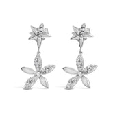 Sterling Silver 1/5 Cttw Diamond Double Star Dangle Earrings
