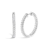14K White Gold 3.00 Cttw Princess Diamond Inside Out Hoop Earrings