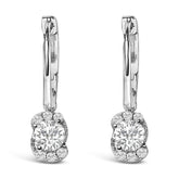 Sterling Silver 5/8 Cttw Lab Grown Diamond Oval Cluster Drop Earrings