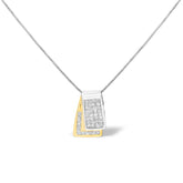 14K Gold 1.0 Cttw Princess Cut Diamond Two Tone Foldover Box Pendant 18” Box Chain Necklace (H-I Color, SI2-I1 Clarity)